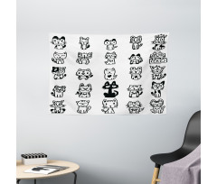Cats with Happy Faces Wide Tapestry
