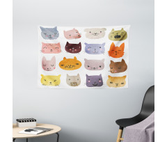 Colorful Humor Fun Cat Wide Tapestry