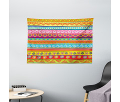 Stripes with Hearts Wide Tapestry