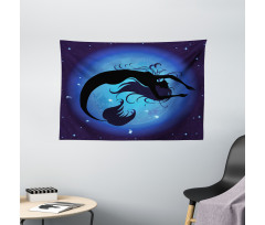 Aquatic Girl Mermaid Wide Tapestry