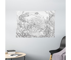 Surreal Little Mermaid Wide Tapestry