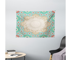 Antique Floral Mosaic Form Wide Tapestry