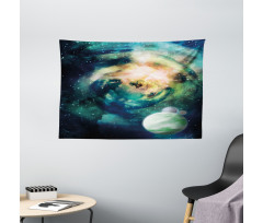 Spiral Galaxy and Planets Wide Tapestry