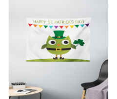 Owl Shamrock Wide Tapestry