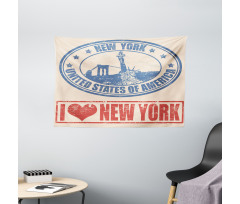 Love NYC in Red Blue Wide Tapestry