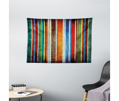 Retro Colorful Bands Wide Tapestry