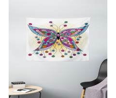 Spring Flowers Butterfly Wide Tapestry