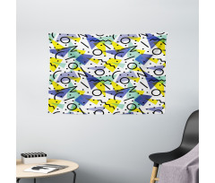 Geometric Retro Theme Wide Tapestry