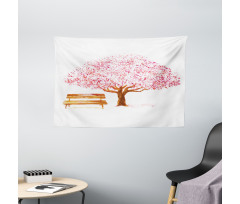 Blooming Cherry Tree Wide Tapestry