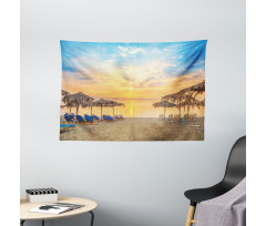 Sandy Beach with Sunrise Wide Tapestry