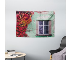 Fall Ivy on Old House Wide Tapestry