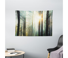 Fairy Foggy Forest Woods Wide Tapestry