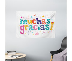 Spanish Thanks Words Wide Tapestry