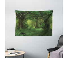 Tropical Jungle Trees Wide Tapestry