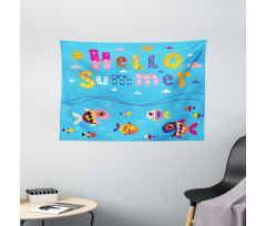 Patchwork Style and Words Wide Tapestry