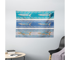 Marine Style Pattern Wide Tapestry