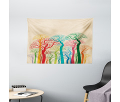 Colorful Abstract Trees Wide Tapestry