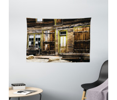 Wooden Planks and Rocks Wide Tapestry
