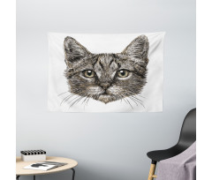 Sketchy Cat Head Wide Tapestry