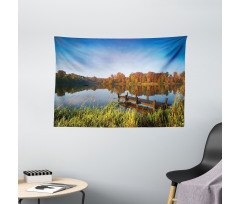 Fishing on a Lake View Wide Tapestry