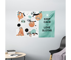 American Sloth Tribe Wide Tapestry