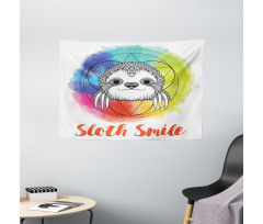 Rainbow Sloth Sketch Wide Tapestry