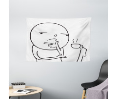 Thoughtful Meme Coffee Wide Tapestry