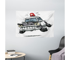 Police Car Art Image Wide Tapestry