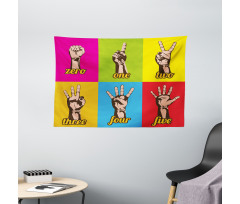 Colored Number Hands Wide Tapestry