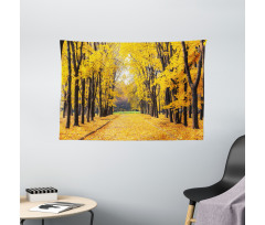 Autumn Trees Leaves Wide Tapestry
