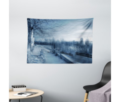 Ice Cold Snowy Scenery Wide Tapestry