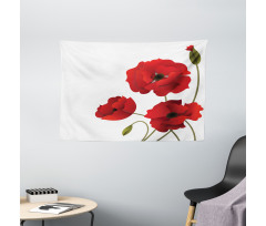 Poppy Flowers Pastoral Art Wide Tapestry