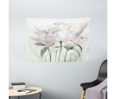 Pink Rose Tulip Abstract Wide Tapestry