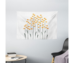 Yellow Daisies Leaves Wide Tapestry