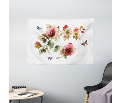Shabby Plant Roses Buds Wide Tapestry