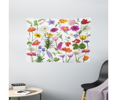 Colored Roses Tulips Wide Tapestry