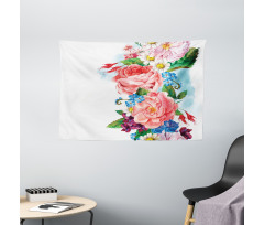 Roses Daisies Garden Wide Tapestry