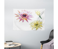 Watercolored Flowers Wide Tapestry