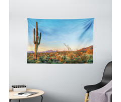 Cactus Sunset Landscape Wide Tapestry
