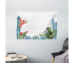 Cactus Flowers Birds Wide Tapestry