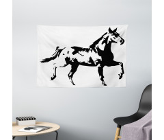 Running Horse Silhouette Wide Tapestry