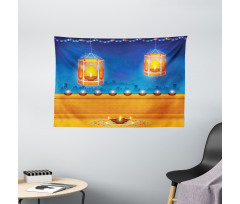 Diwali Night Candles Wide Tapestry