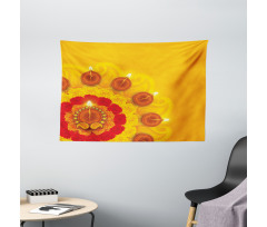 Flowers Diwali Wide Tapestry