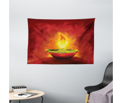 Oil Painting Candle Wide Tapestry