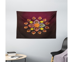 Flowers Burning Candles Wide Tapestry