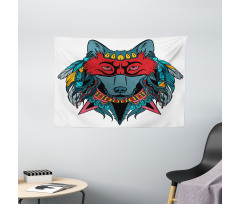 Wolf Animal Theme Wide Tapestry