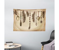 Bohemian Feathers Wide Tapestry