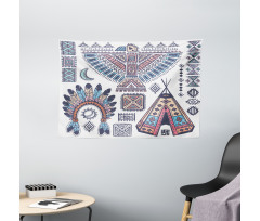 Teepee Eagle Feather Wide Tapestry