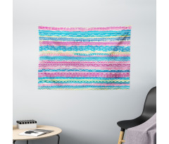 Watercolor Aztec Stripes Wide Tapestry