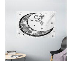 Floral Moon Wide Tapestry